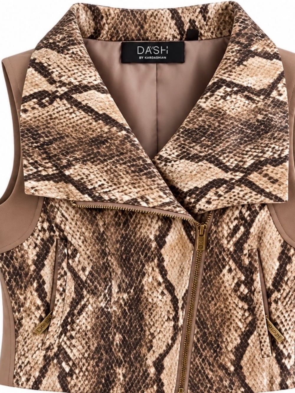 DASH by Kardashian Snakeskin Moto Vest Zip Front Y2K